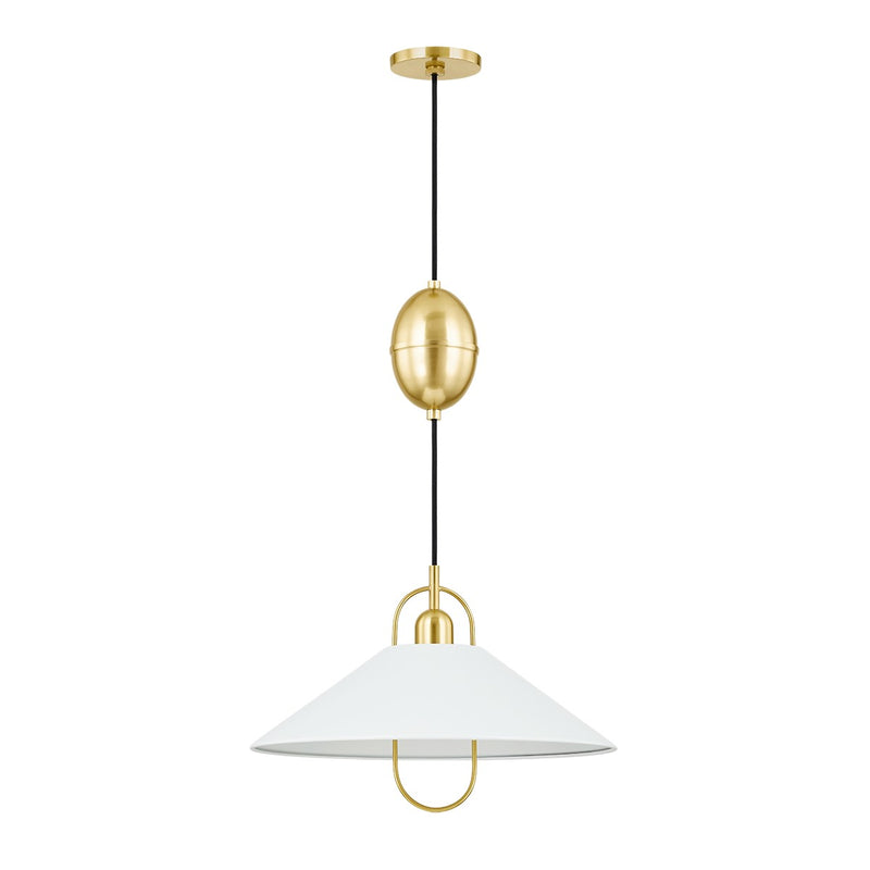 Mitzi H866701-AGB/SWH One Light Pendant, Aged Brass/Soft White