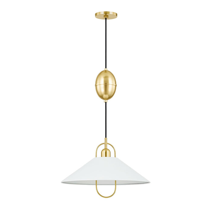 Mitzi H866701-AGB/SWH One Light Pendant, Aged Brass/Soft White