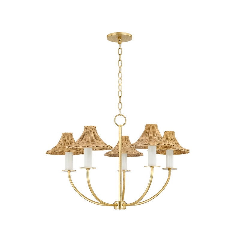 Mitzi H868805-VGL Five Light Chandelier, Vintage Gold Leaf