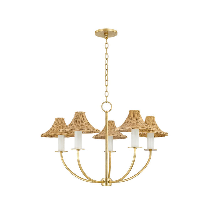 Mitzi H868805-VGL Five Light Chandelier, Vintage Gold Leaf