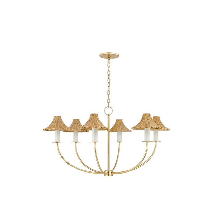 Mitzi H868806-VGL Six Light Chandelier, Vintage Gold Leaf