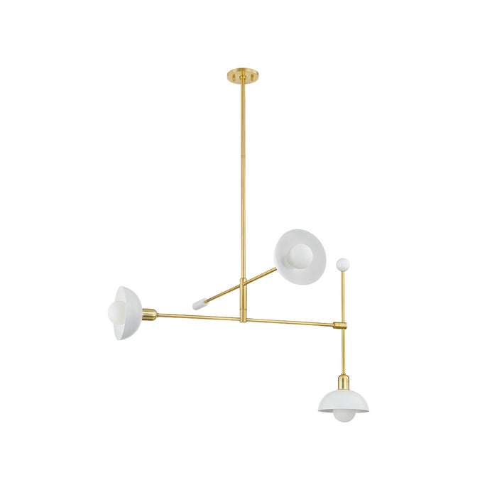 Mitzi H878803-AGB/SWH Three Light Chandelier, Aged Brass/Soft White