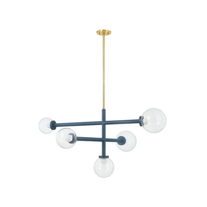 Mitzi H883805-AGB/SBL Five Light Chandelier, Aged Brass/Slate Blue