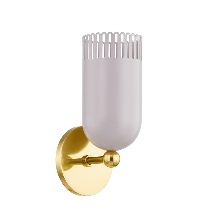 Mitzi H884101-AGB/SPG One Light Wall Sconce, Aged Brass/Soft Peignoir
