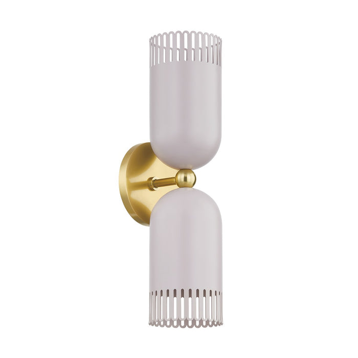 Mitzi H884102-AGB/SPG Two Light Wall Sconce, Aged Brass/Soft Peignoir