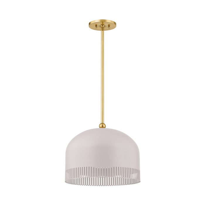 Mitzi H884701L-AGB/SPG One Light Pendant, Aged Brass/Soft Peignoir