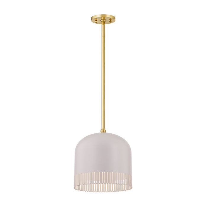 Mitzi H884701S-AGB/SPG One Light Pendant, Aged Brass/Soft Peignoir