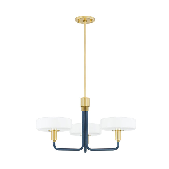Mitzi H886803-AGB/SBL Three Light Chandelier, Aged Brass/Slate Blue