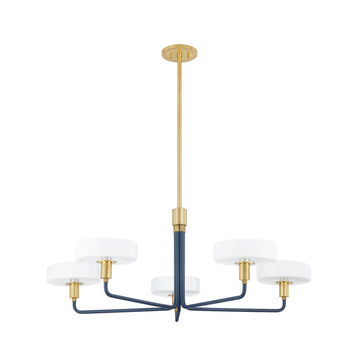 Mitzi H886805-AGB/SBL Five Light Chandelier, Aged Brass/Slate Blue