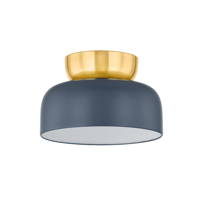 Mitzi H890501L-AGB/SBL One Light Flush Mount, Aged Brass/Slate Blue