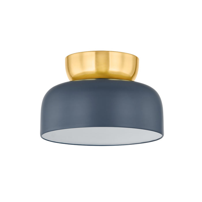 Mitzi H890501L-AGB/SBL One Light Flush Mount, Aged Brass/Slate Blue