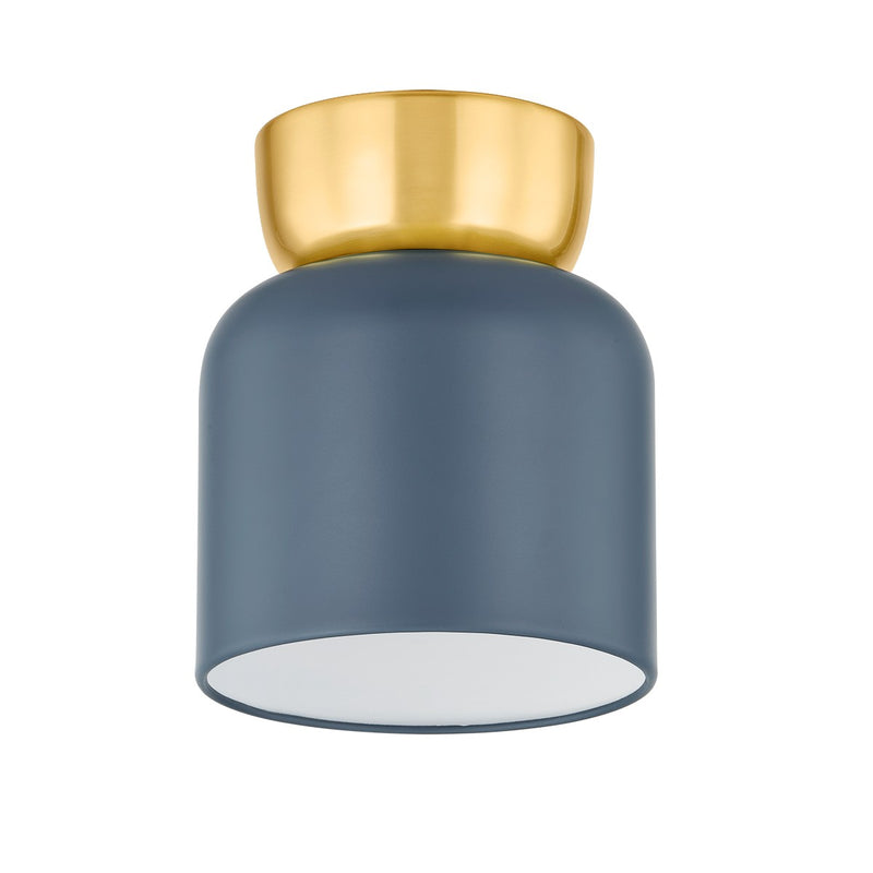 Mitzi H890501S-AGB/SBL One Light Flush Mount, Aged Brass/Slate Blue