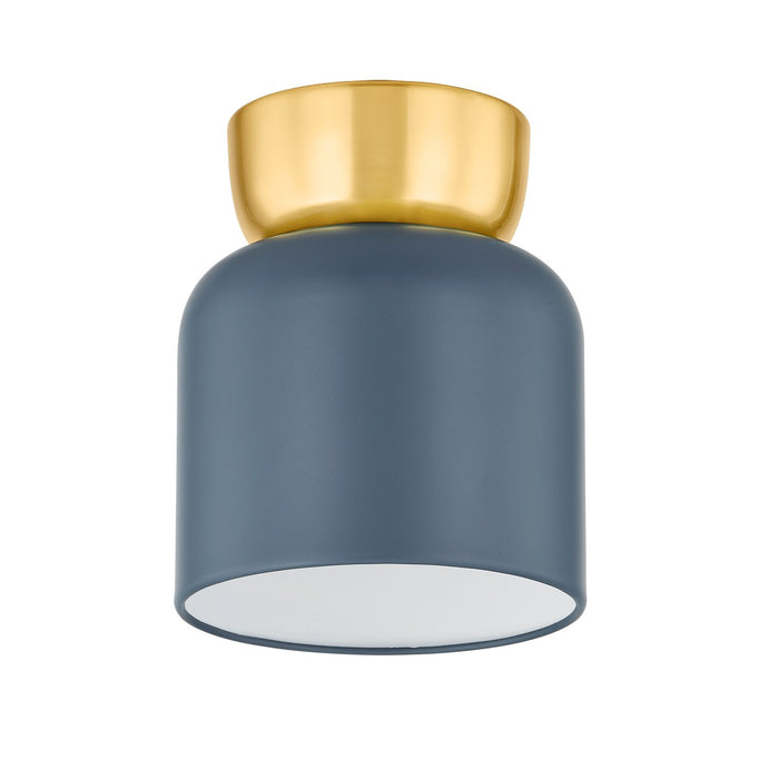 Mitzi H890501S-AGB/SBL One Light Flush Mount, Aged Brass/Slate Blue