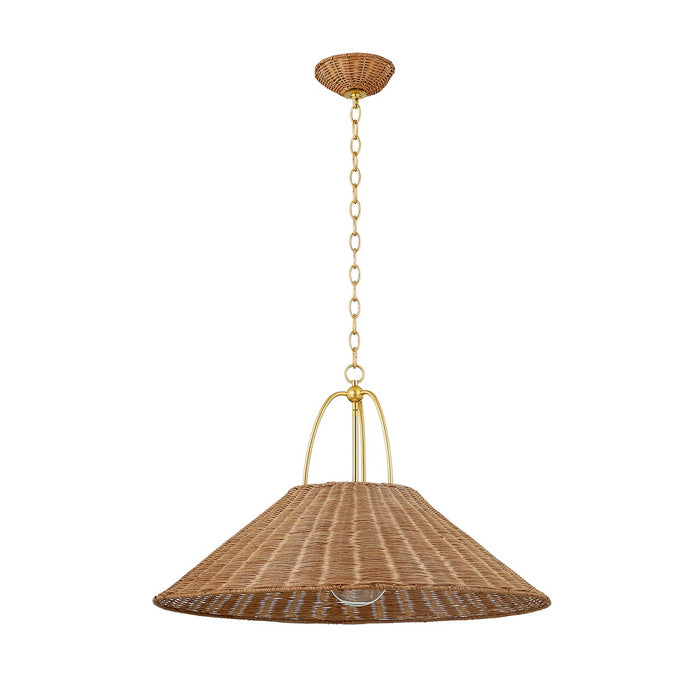 Mitzi H894701L-AGB One Light Pendant, Aged Brass
