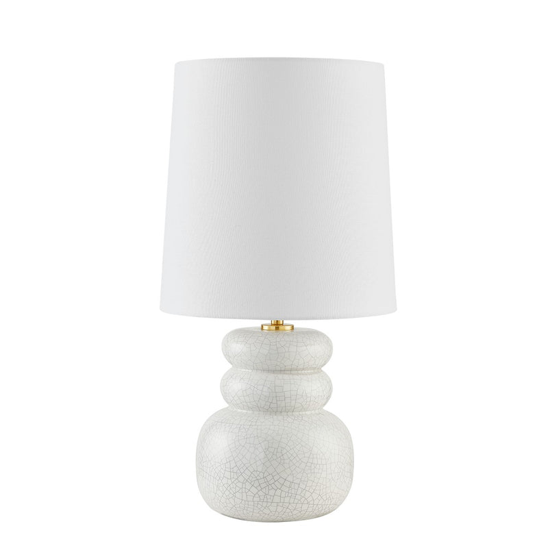 Mitzi HL889201-AGB/CPC One Light Table Lamp, Aged Brass/Ceramic Peignoir Crackle