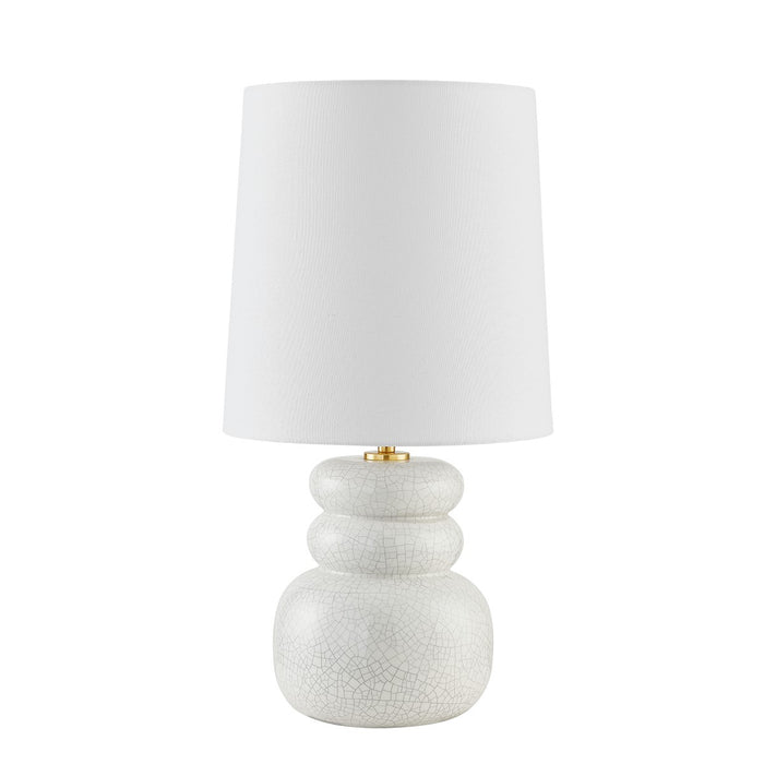 Mitzi HL889201-AGB/CPC One Light Table Lamp, Aged Brass/Ceramic Peignoir Crackle