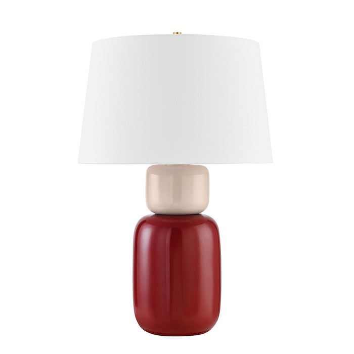 Mitzi HL890201-AGB/CBB One Light Table Lamp, Aged Brass/Ceramic Bordeaux Blush