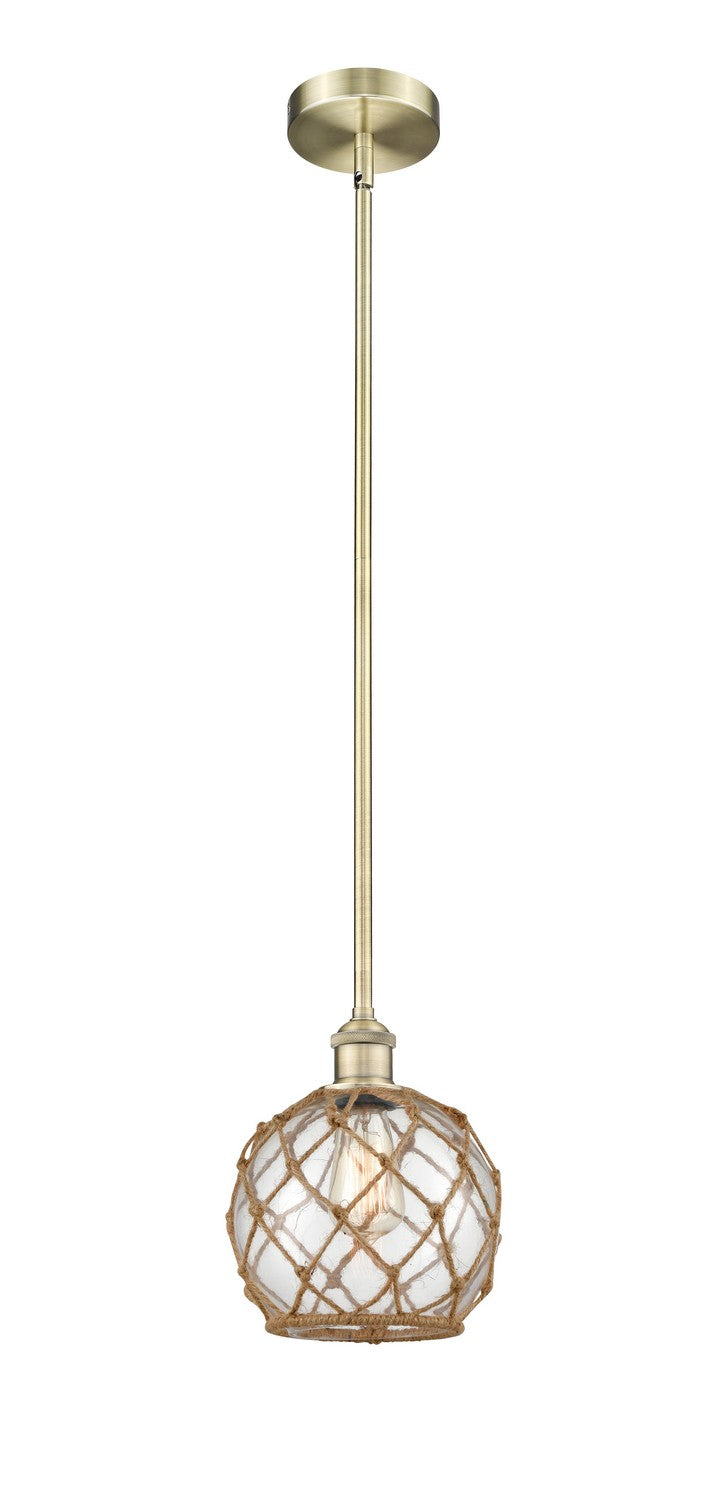 Innovations 616-1S-AB-G122-8RB One Light Mini Pendant, Antique Brass