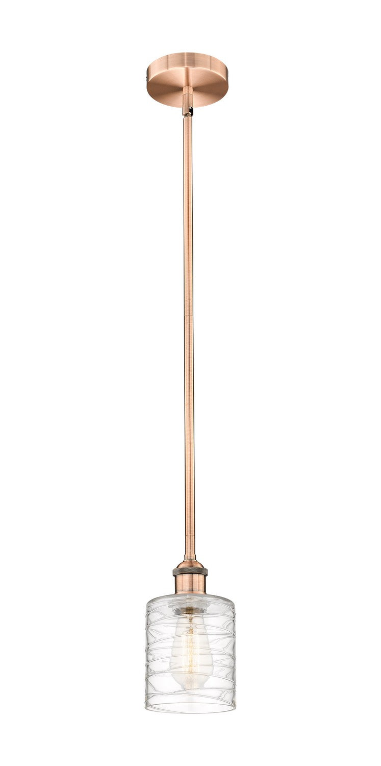 Innovations 616-1S-AC-G1113 One Light Mini Pendant, Antique Copper