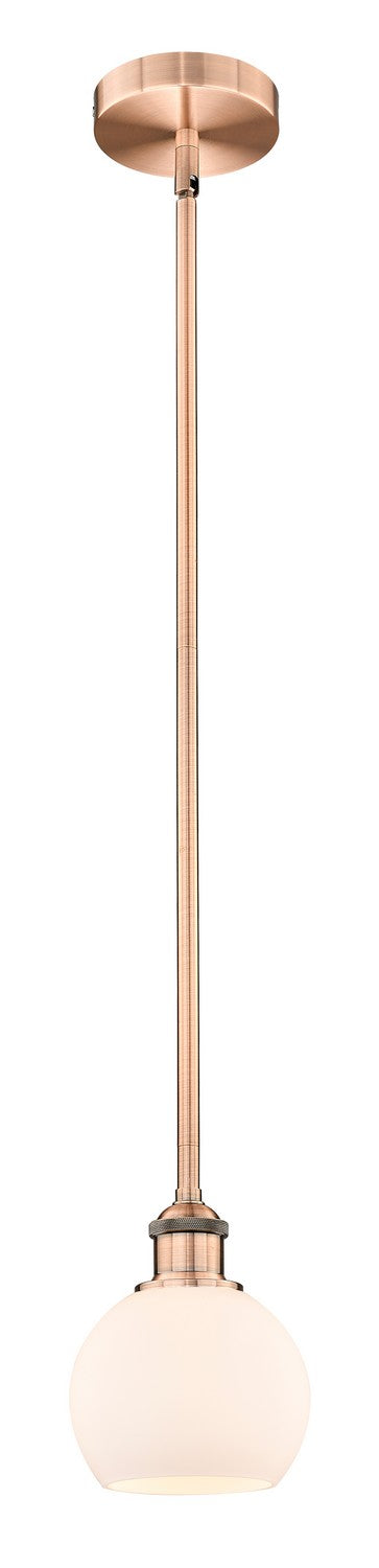 Innovations 616-1S-AC-G121-6 One Light Mini Pendant, Antique Copper
