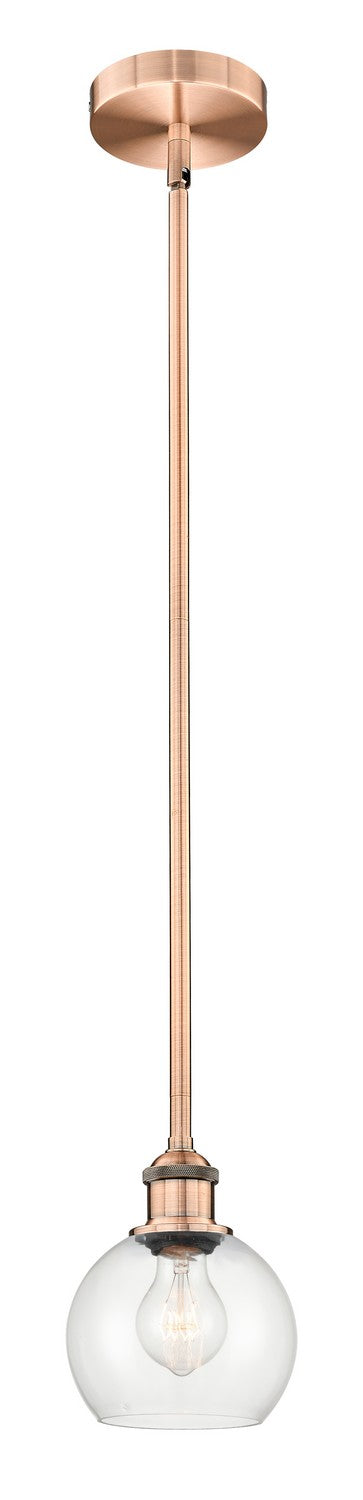Innovations 616-1S-AC-G122-6 One Light Mini Pendant, Antique Copper