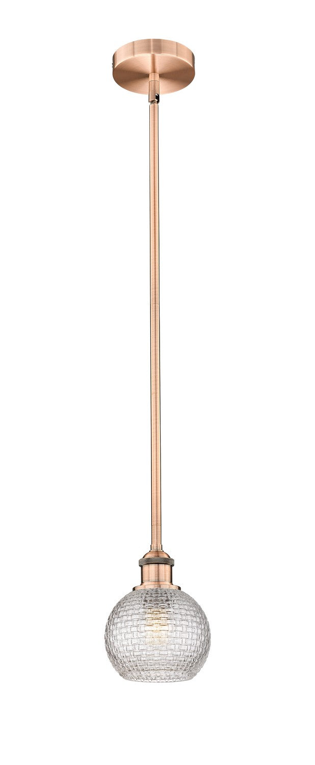Innovations 616-1S-AC-G122C-6CL One Light Mini Pendant, Antique Copper