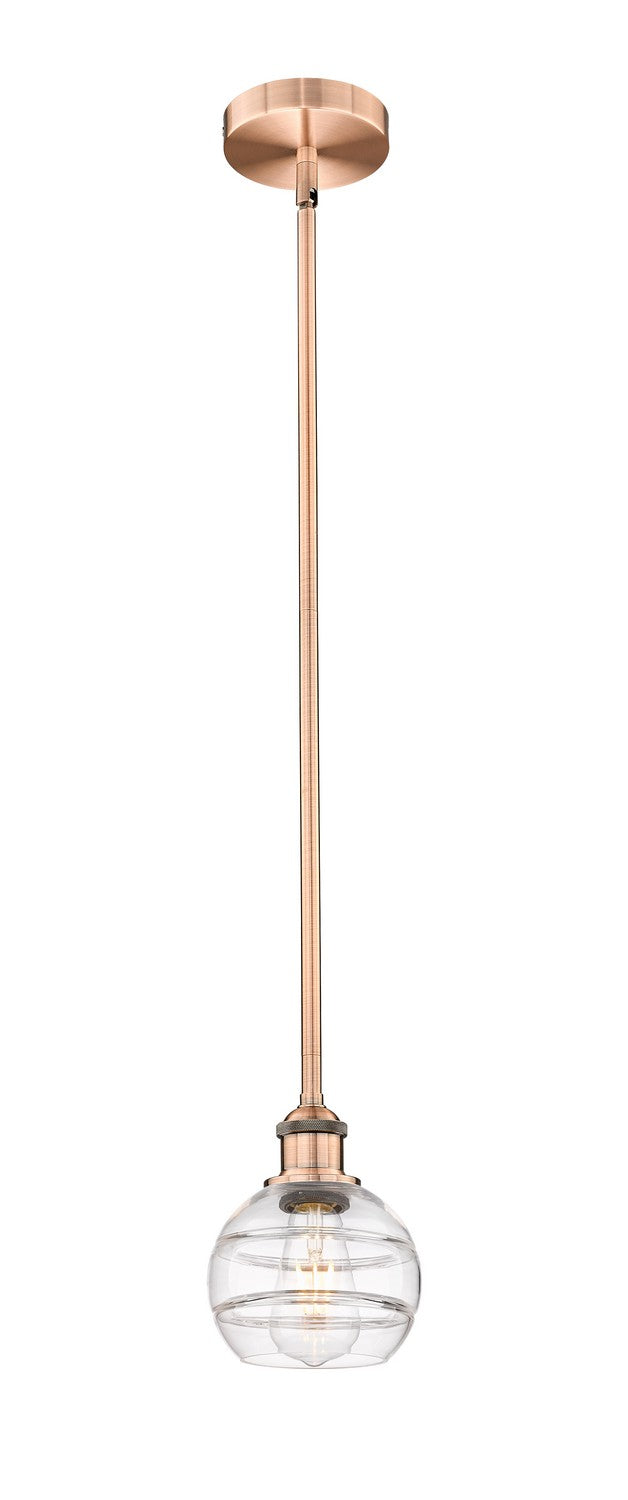 Innovations 616-1S-AC-G556-6CL One Light Mini Pendant, Antique Copper