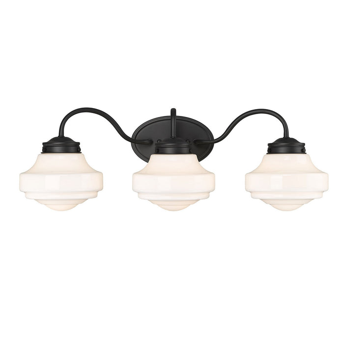 Golden 0508-BA3 BLK-VMG Three Light Bath Vanity, Matte Black