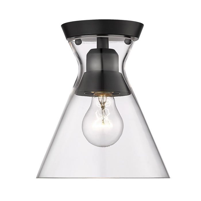 Golden 0511-FM BLK-CLR One Light Flush Mount, Matte Black