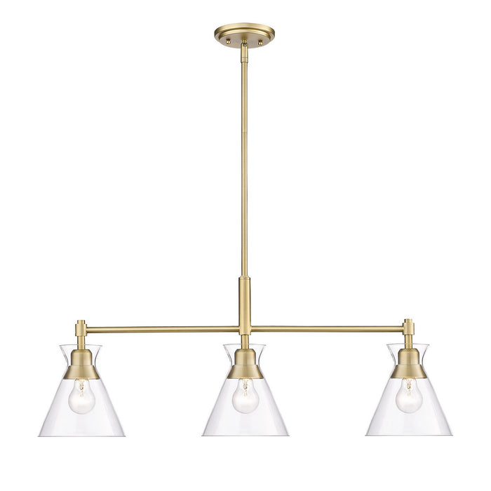 Golden 0511-LP BCB-CLR Three Light Linear Pendant, Brushed Champagne Bronze