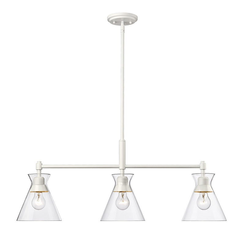 Golden 0511-LP WHT-CLR Three Light Linear Pendant, Matte White