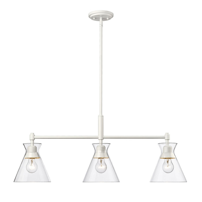 Golden 0511-LP WHT-CLR Three Light Linear Pendant, Matte White