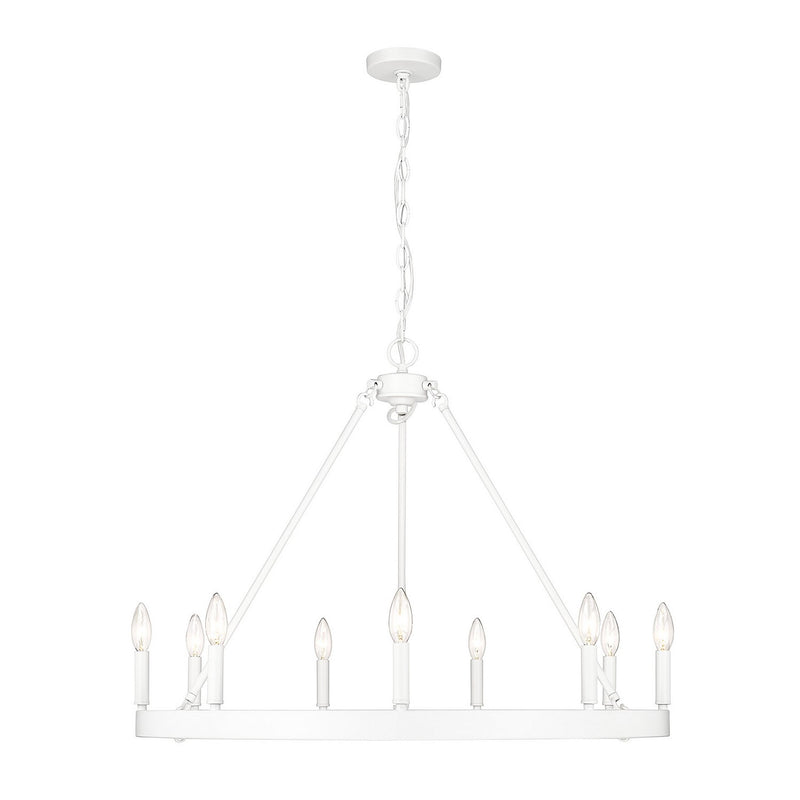 Golden 1017-9 WHT Nine Light Chandelier, Matte White