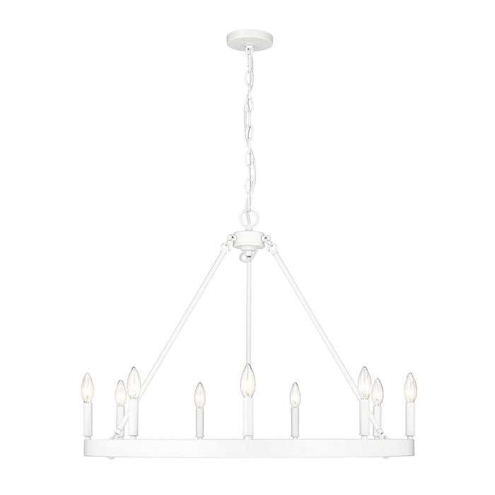 Golden 1017-9 WHT Nine Light Chandelier, Matte White