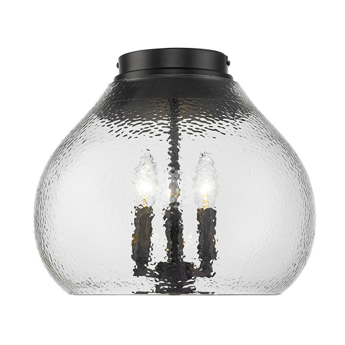 Golden 1094-3FM BLK-HCG Three Light Flush Mount, Matte Black