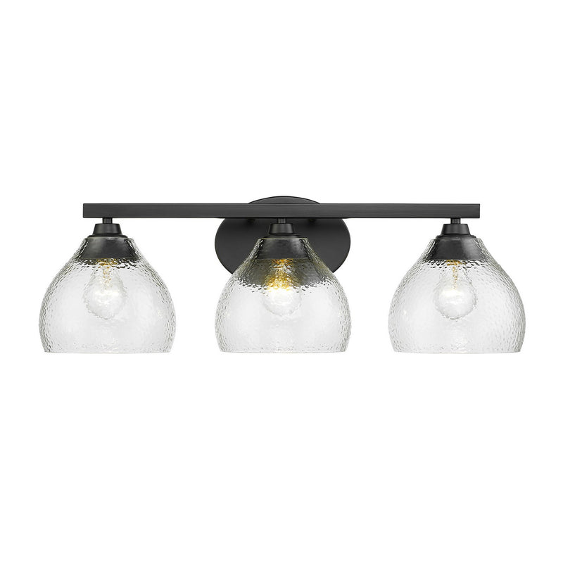 Golden 1094-BA3 BLK-HCG Three Light Bath Vanity, Matte Black