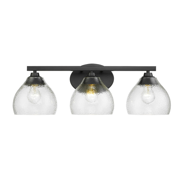 Golden 1094-BA3 BLK-HCG Three Light Bath Vanity, Matte Black