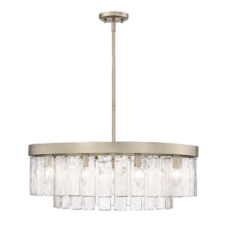 Golden 1768-9 WG-HWG Nine Light Chandelier, White Gold