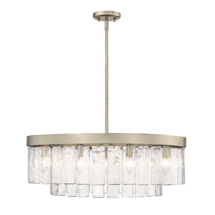 Golden 1768-9 WG-HWG Nine Light Chandelier, White Gold