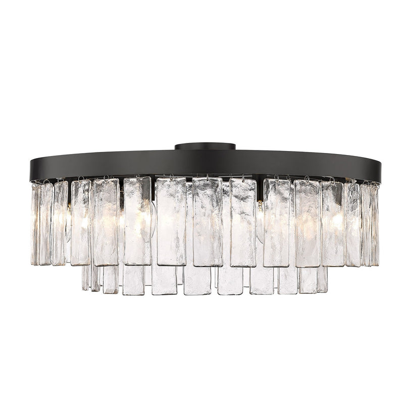 Golden 1768-9SF BLK-HWG Nine Light Semi-Flush Mount, Matte Black