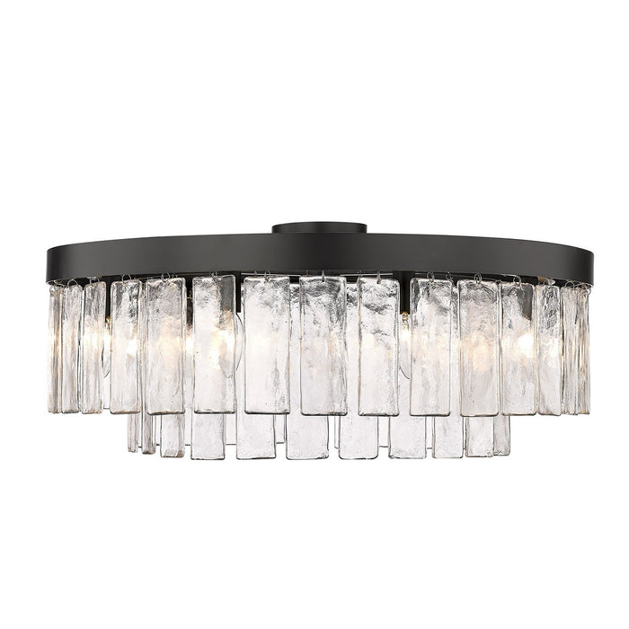 Golden 1768-9SF BLK-HWG Nine Light Semi-Flush Mount, Matte Black