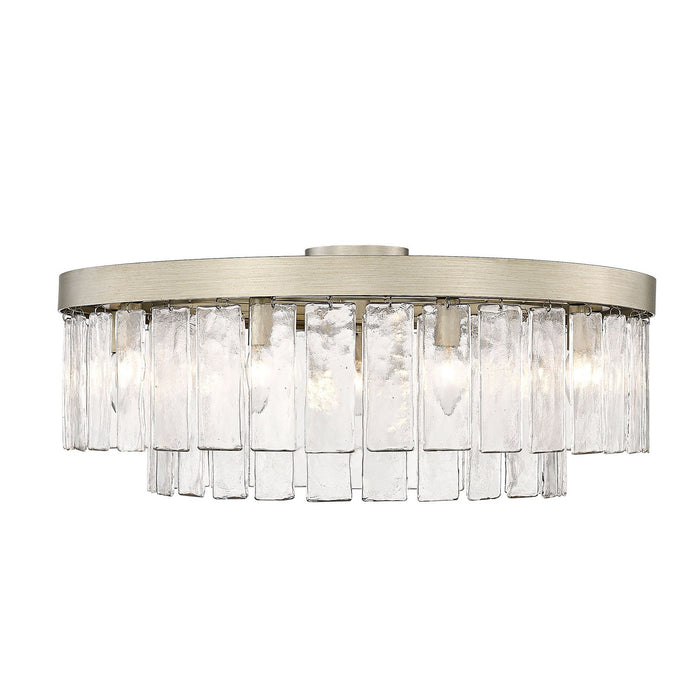 Golden 1768-9SF WG-HWG Nine Light Semi-Flush Mount, White Gold
