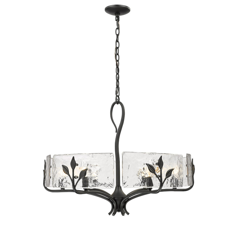 Golden 3160-6 NB-HWG Six Light Chandelier, Natural Black