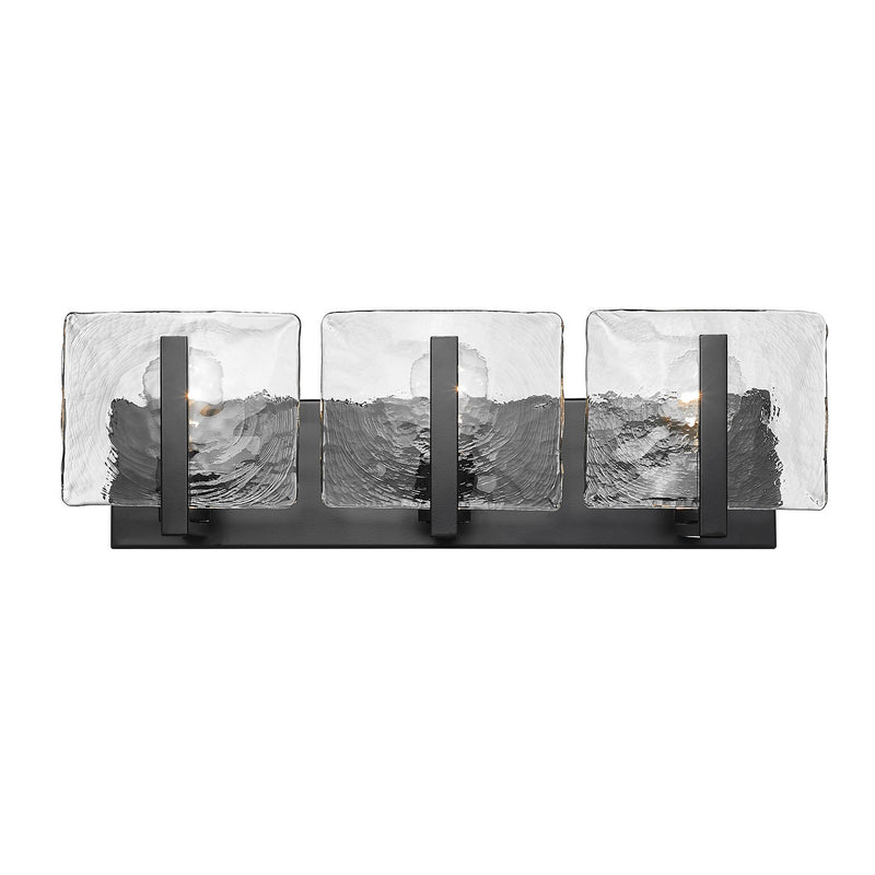 Golden 3164-BA3 BLK-HWG Three Light Bath Vanity, Matte Black