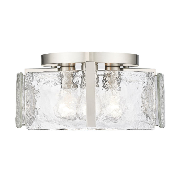 Golden 3164-FM PW-HWG Three Light Flush Mount, Pewter