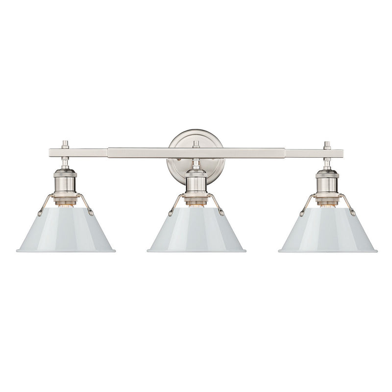 Golden 3306-BA3 PW-DB Three Light Bath Vanity, Pewter
