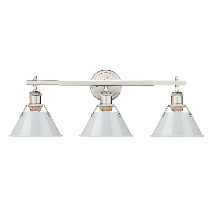Golden 3306-BA3 PW-DB Three Light Bath Vanity, Pewter