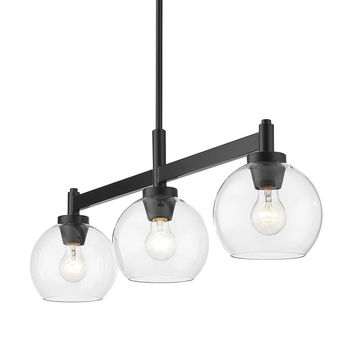 Golden 4855-3LP BLK-CLR Three Light Linear Pendant, Matte Black