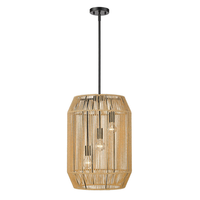 Golden 6076-3P BLK-NR Three Light Pendant, Matte Black
