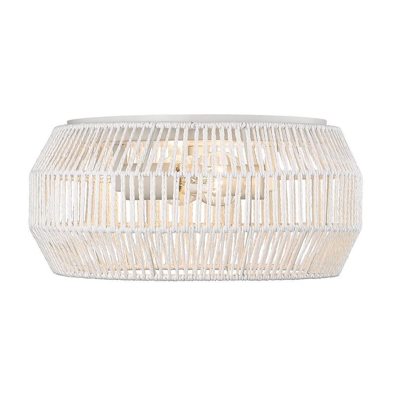 Golden 6076-FM WHT-WR Two Light Flush Mount, Matte White